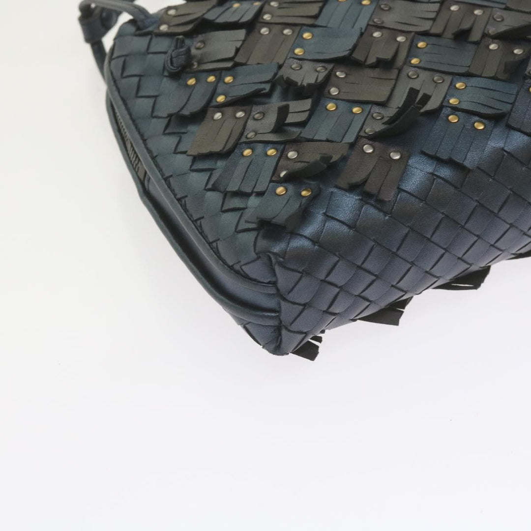 Bottega veneta INTRECCIATO Nodini Shoulder Bag Leather Navy Bronze Auth hk942