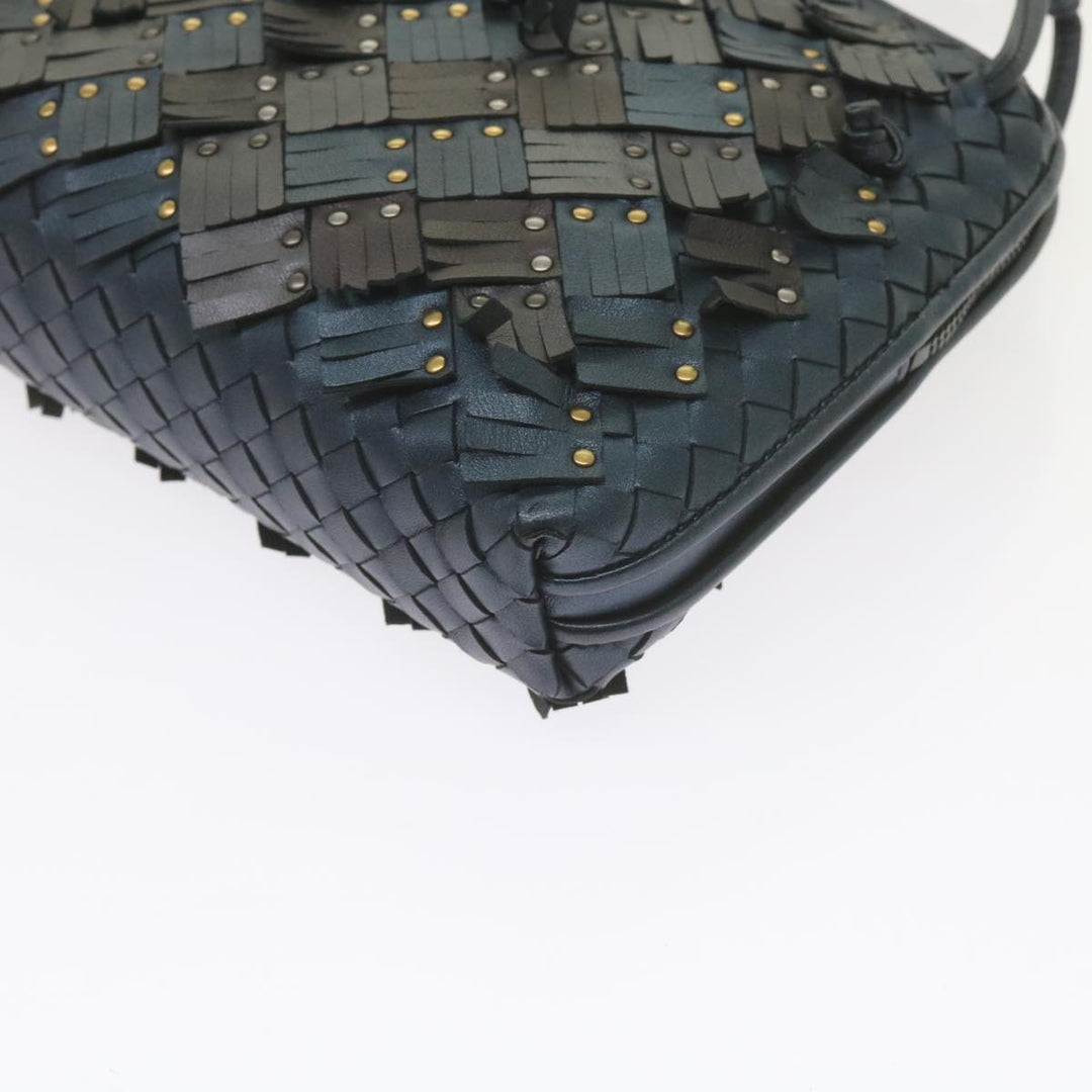 Bottega veneta INTRECCIATO Nodini Shoulder Bag Leather Navy Bronze Auth hk942