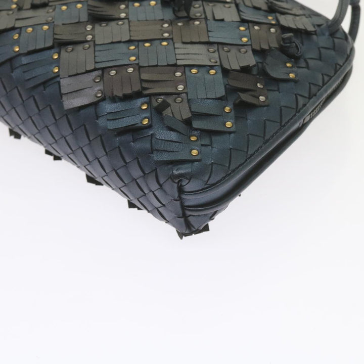 Bottega veneta INTRECCIATO Nodini Shoulder Bag Leather Navy Bronze Auth hk942