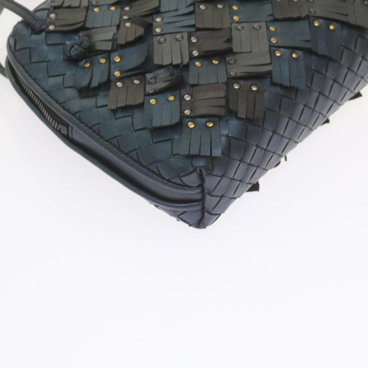 Bottega veneta INTRECCIATO Nodini Shoulder Bag Leather Navy Bronze Auth hk942