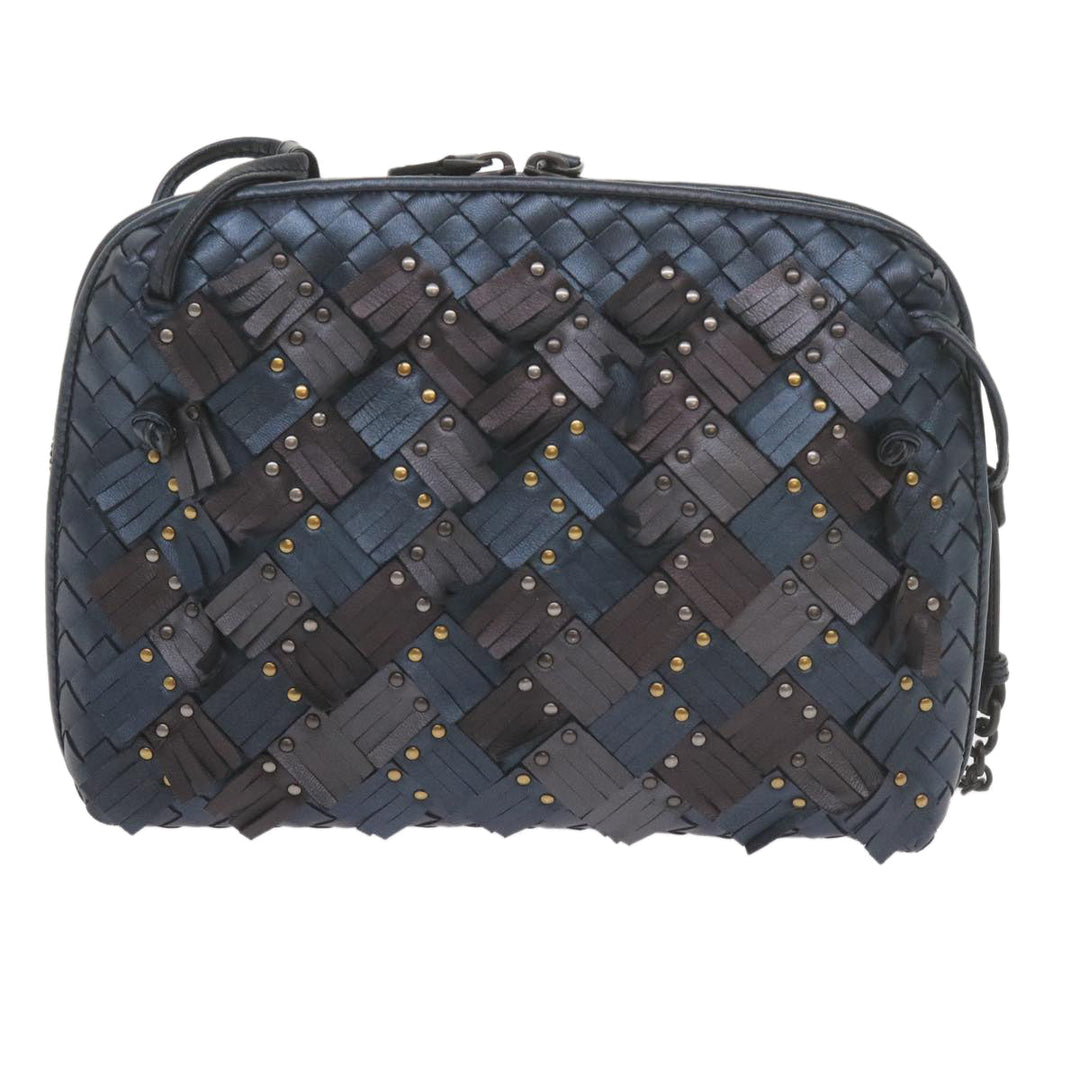 Bottega veneta INTRECCIATO Nodini Shoulder Bag Leather Navy Bronze Auth hk942