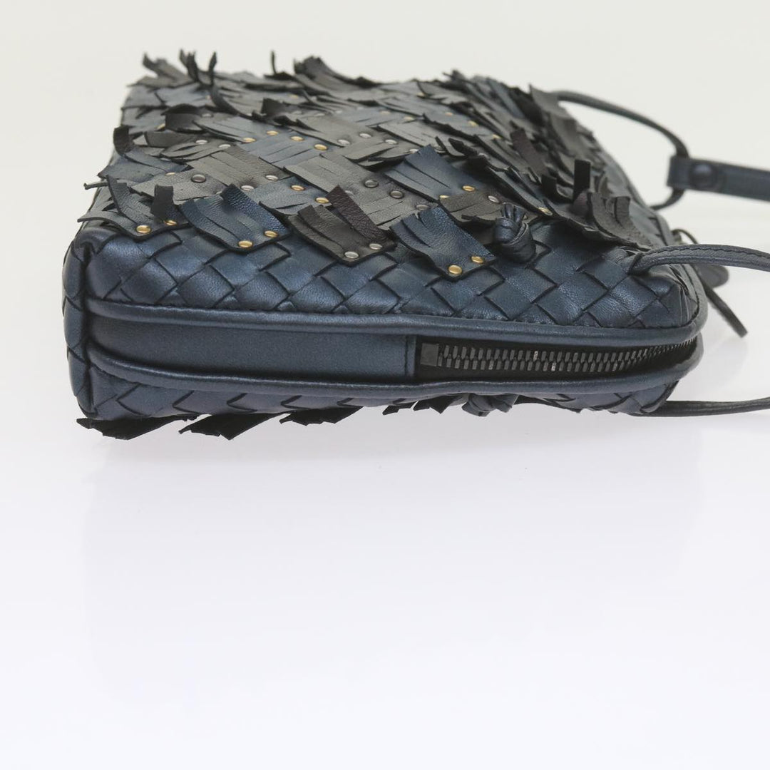 Bottega veneta INTRECCIATO Nodini Shoulder Bag Leather Navy Bronze Auth hk942
