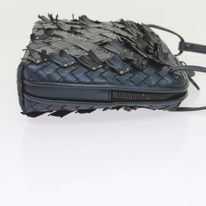 Bottega veneta INTRECCIATO Nodini Shoulder Bag Leather Navy Bronze Auth hk942