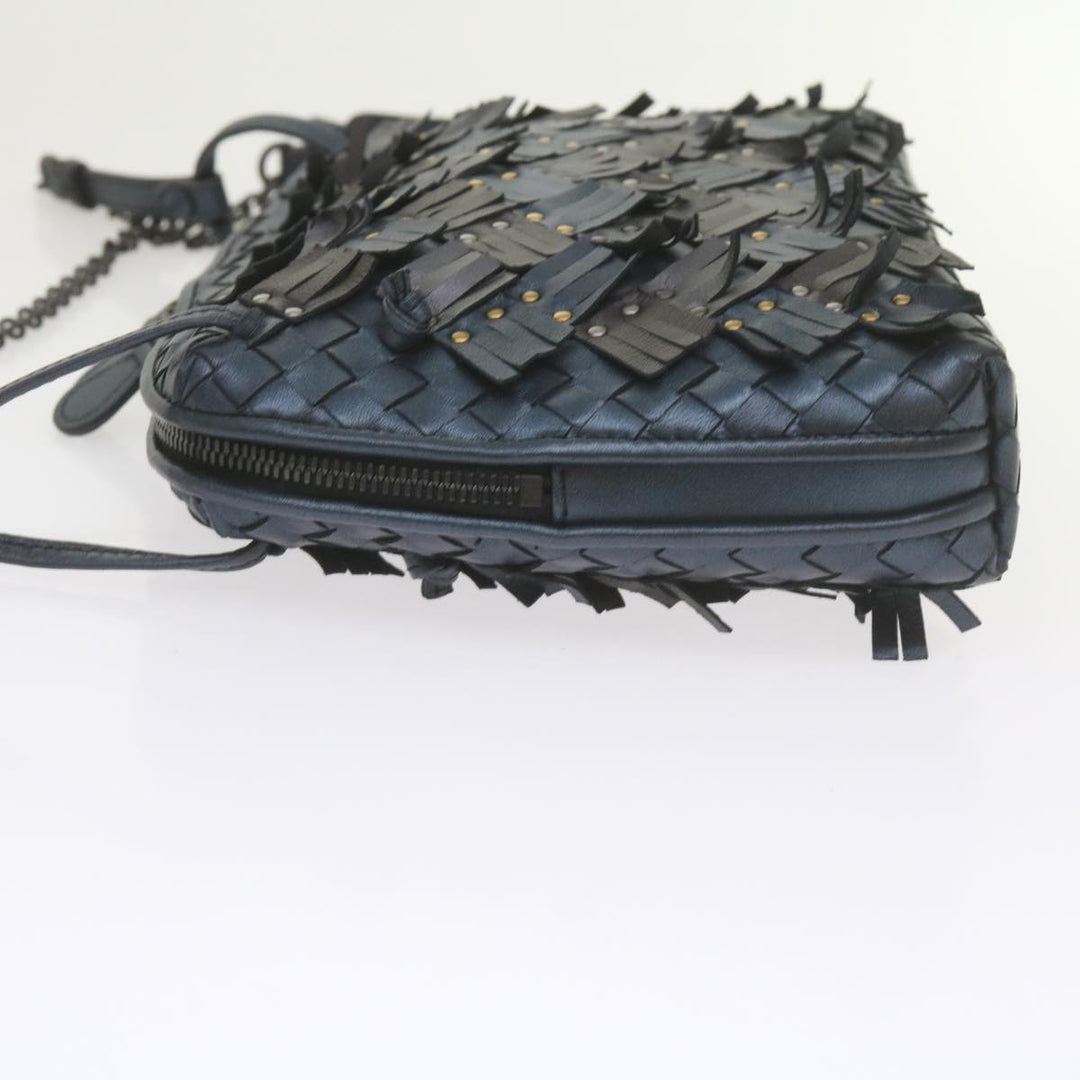 Bottega veneta INTRECCIATO Nodini Shoulder Bag Leather Navy Bronze Auth hk942