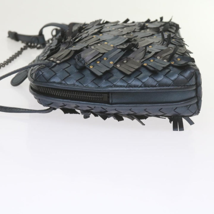 Bottega veneta INTRECCIATO Nodini Shoulder Bag Leather Navy Bronze Auth hk942