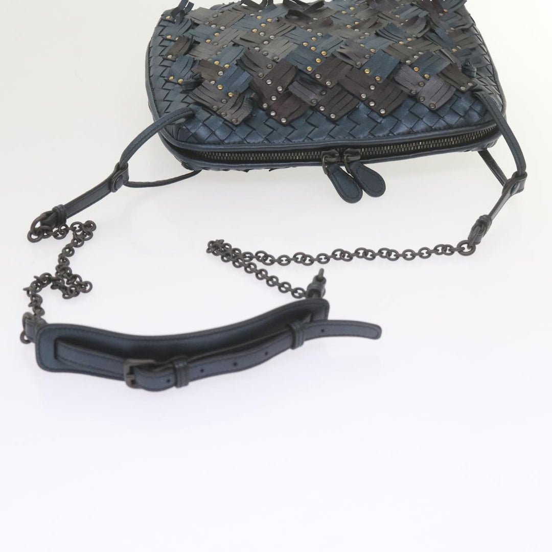 Bottega veneta INTRECCIATO Nodini Shoulder Bag Leather Navy Bronze Auth hk942