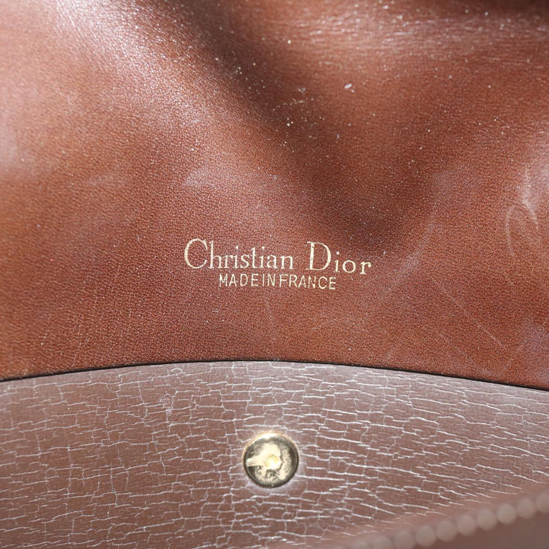 CHRISTIAN Top quality Dior Shoulder Bag Leather Brown Auth hk953