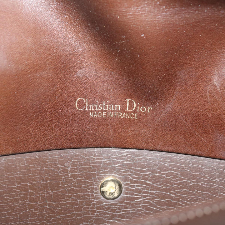 CHRISTIAN Top quality Dior Shoulder Bag Leather Brown Auth hk953