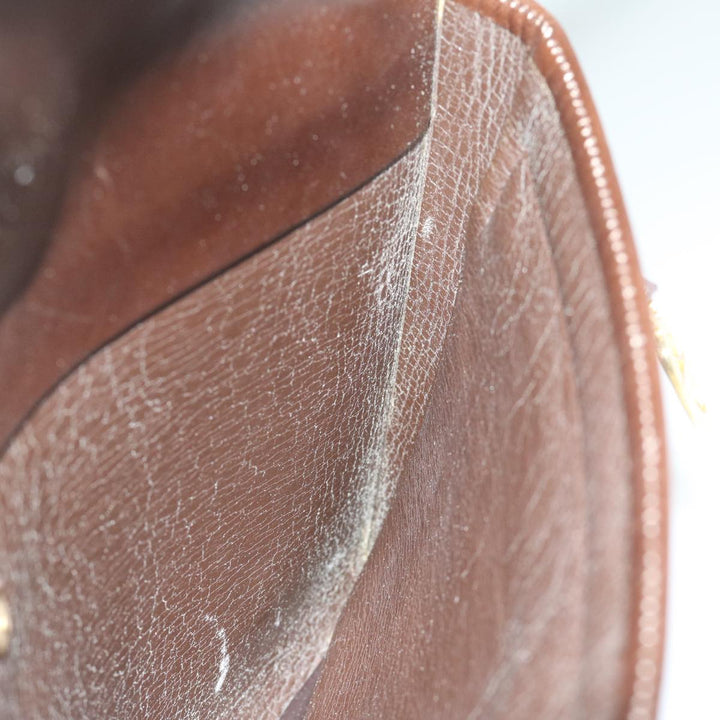 CHRISTIAN Top quality Dior Shoulder Bag Leather Brown Auth hk953