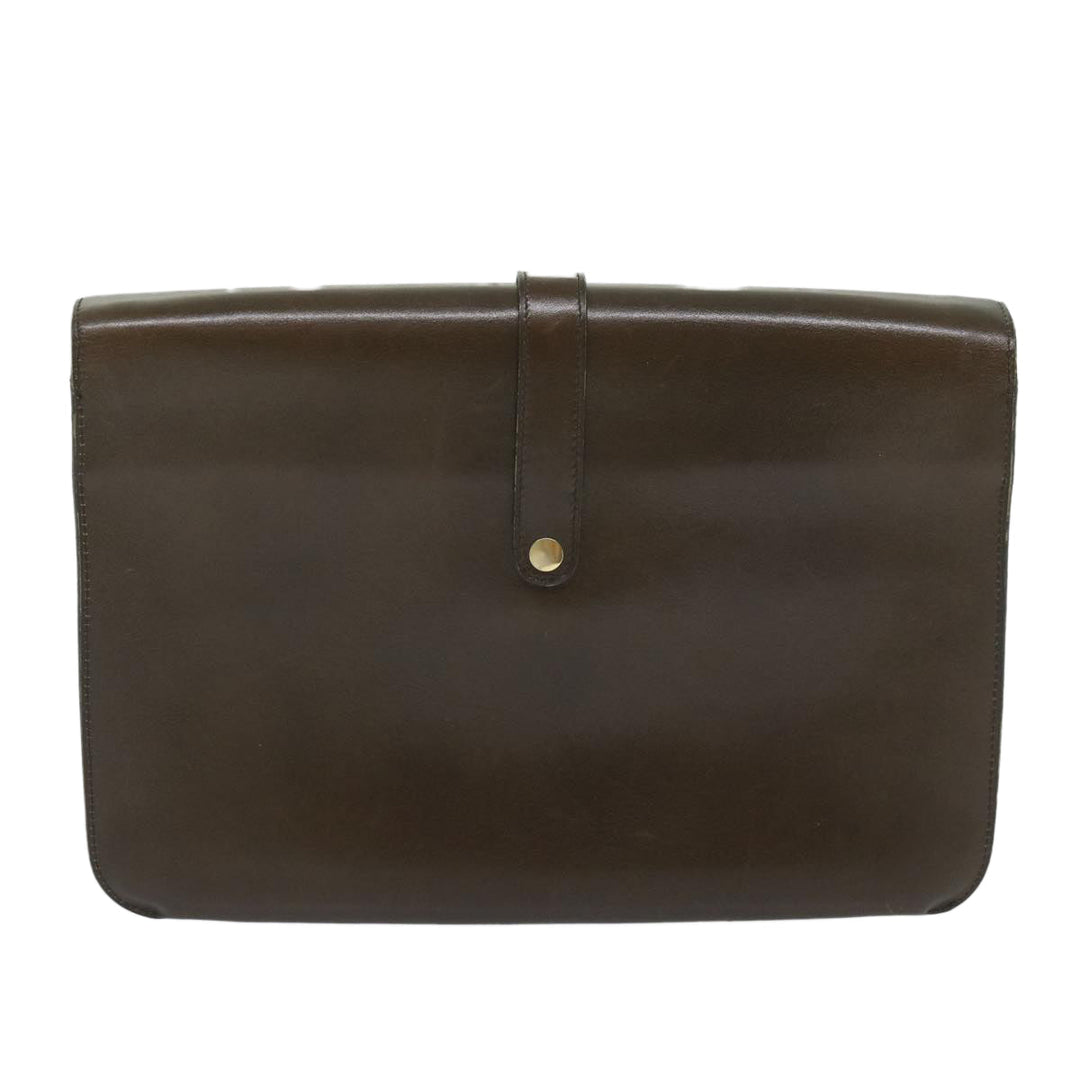CHRISTIAN Top quality Dior Shoulder Bag Leather Brown Auth hk953