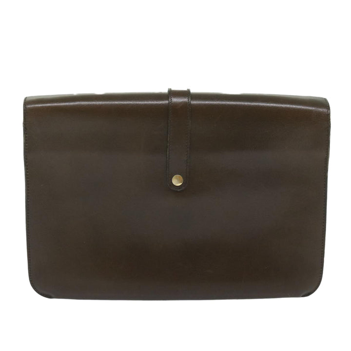 CHRISTIAN Top quality Dior Shoulder Bag Leather Brown Auth hk953