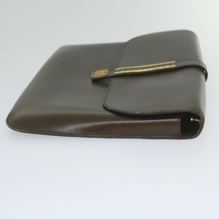 CHRISTIAN Top quality Dior Shoulder Bag Leather Brown Auth hk953
