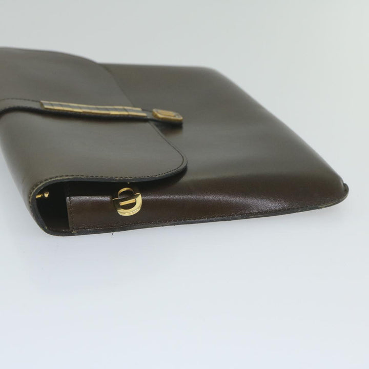 CHRISTIAN Top quality Dior Shoulder Bag Leather Brown Auth hk953