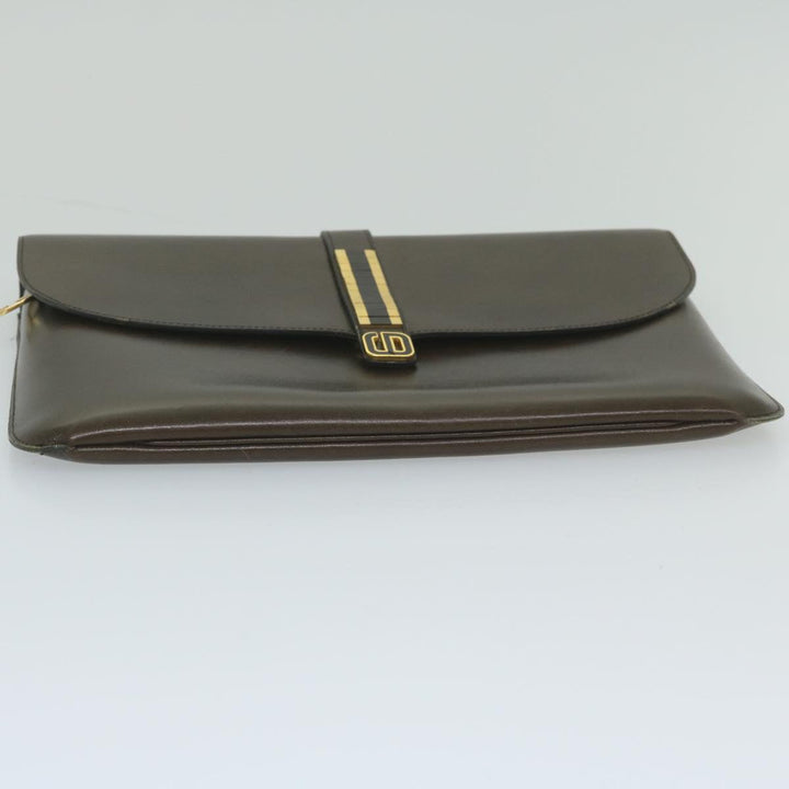 CHRISTIAN Top quality Dior Shoulder Bag Leather Brown Auth hk953