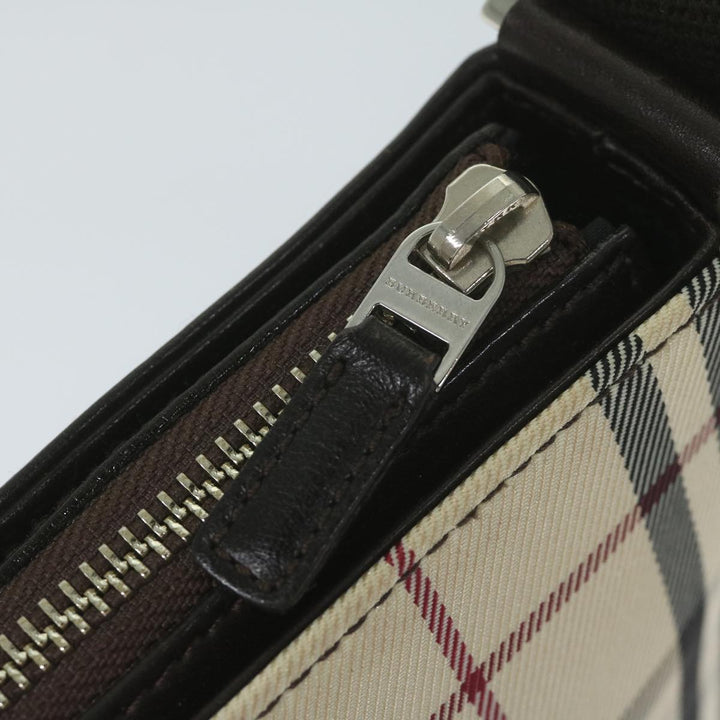 BURBERRY Nova Check Shoulder Bag Nylon Beige Auth Hk954