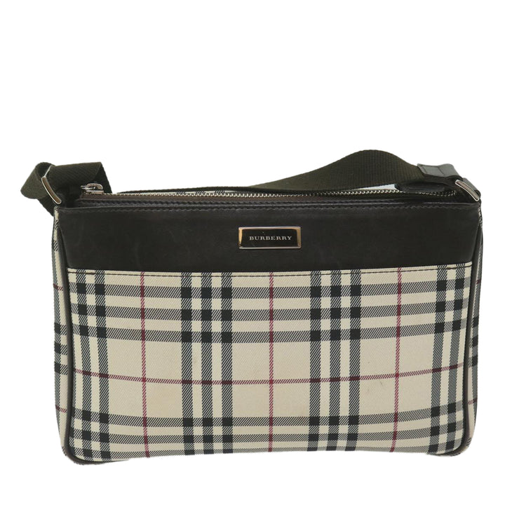 BURBERRY Nova Check Shoulder Bag Nylon Beige Auth Hk954