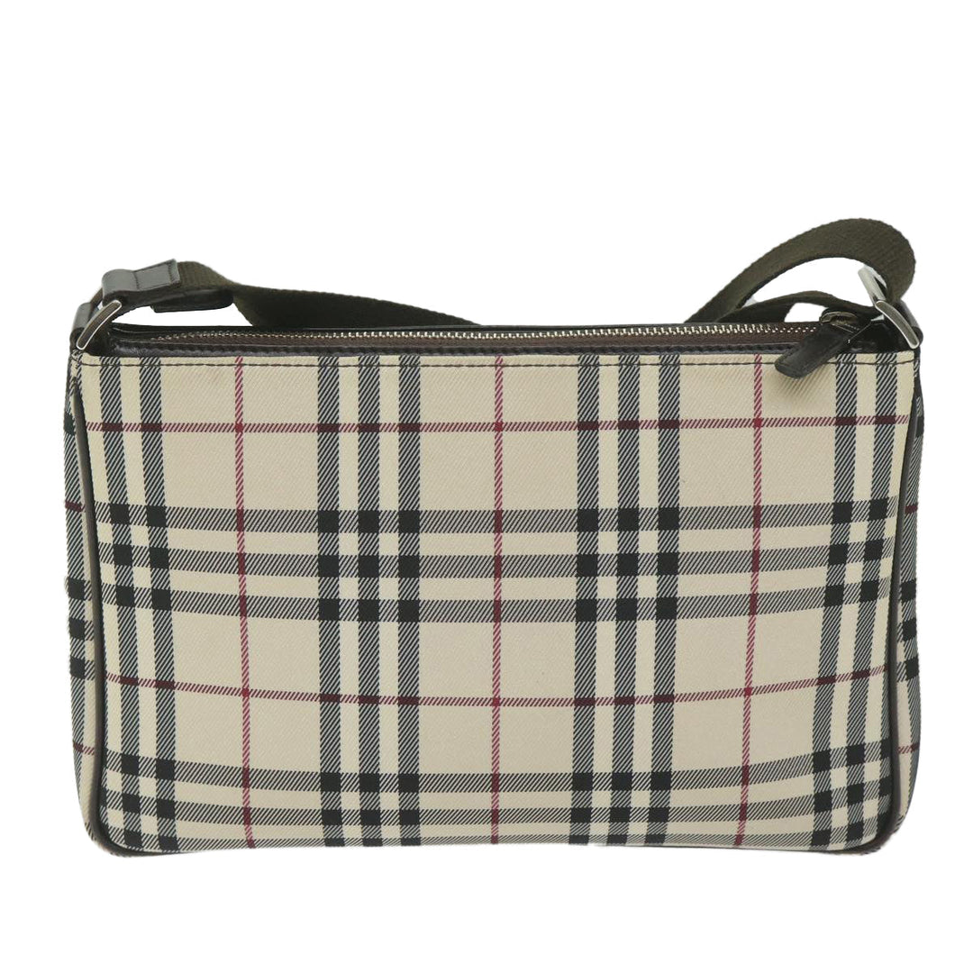 BURBERRY Nova Check Shoulder Bag Nylon Beige Auth Hk954