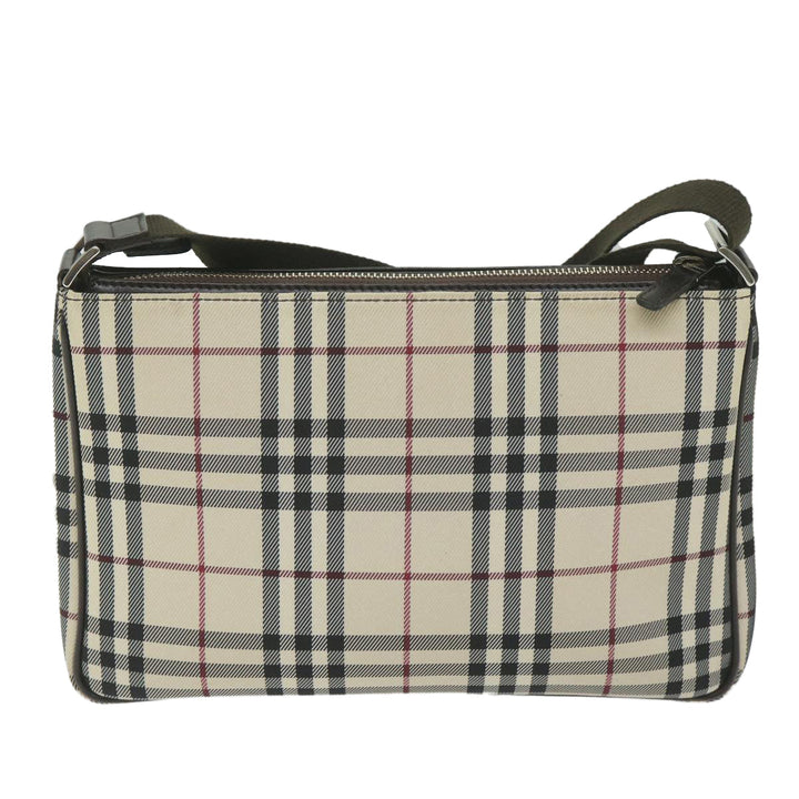 BURBERRY Nova Check Shoulder Bag Nylon Beige Auth Hk954