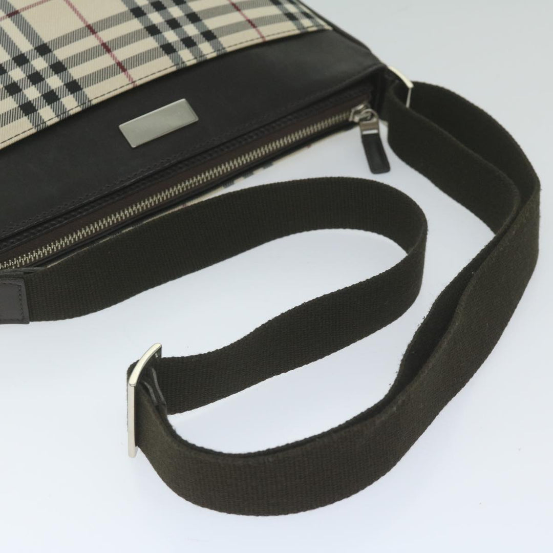 BURBERRY Nova Check Shoulder Bag Nylon Beige Auth Hk954
