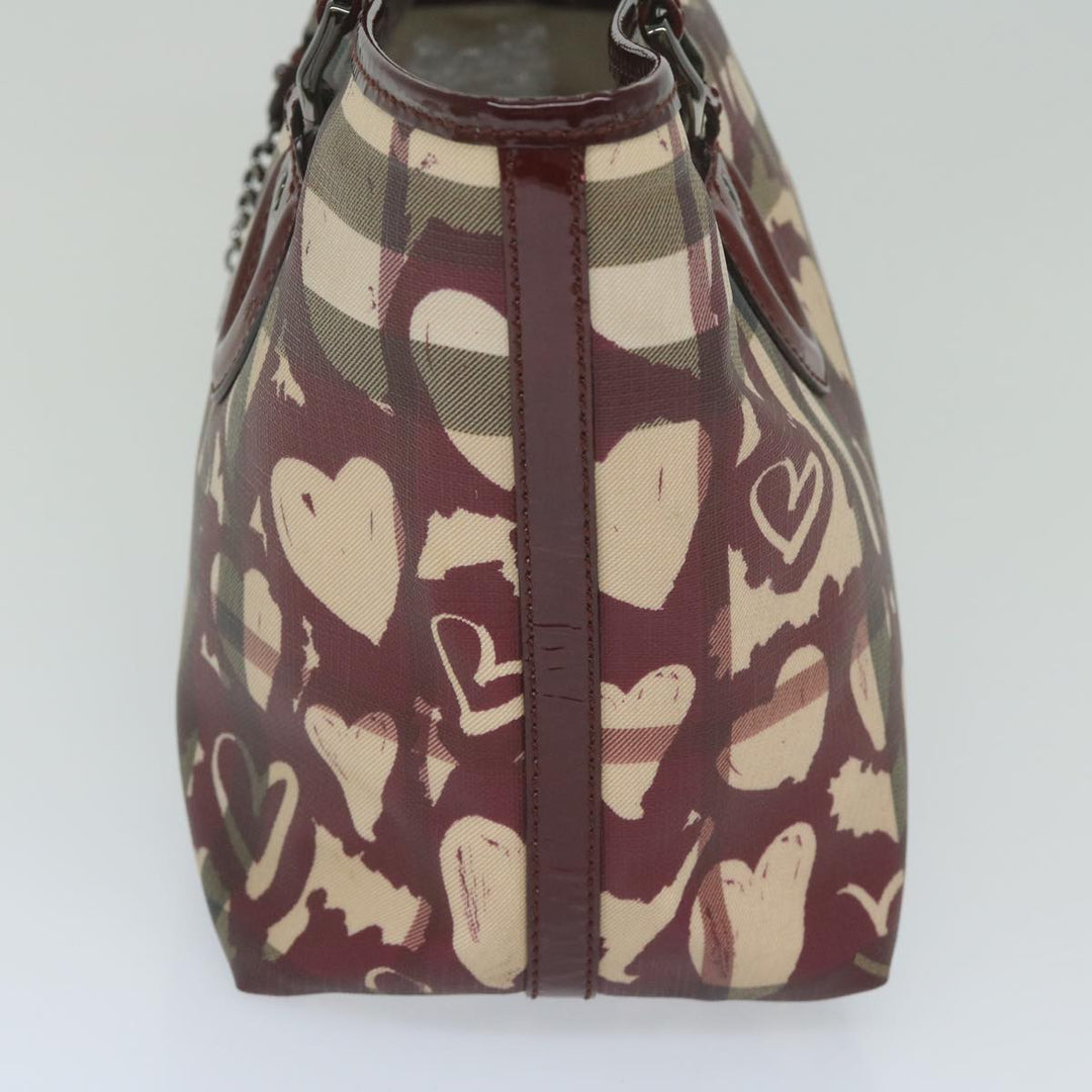 Burberry Nova Check Tote Bag PVC Leather Red Auth hk959