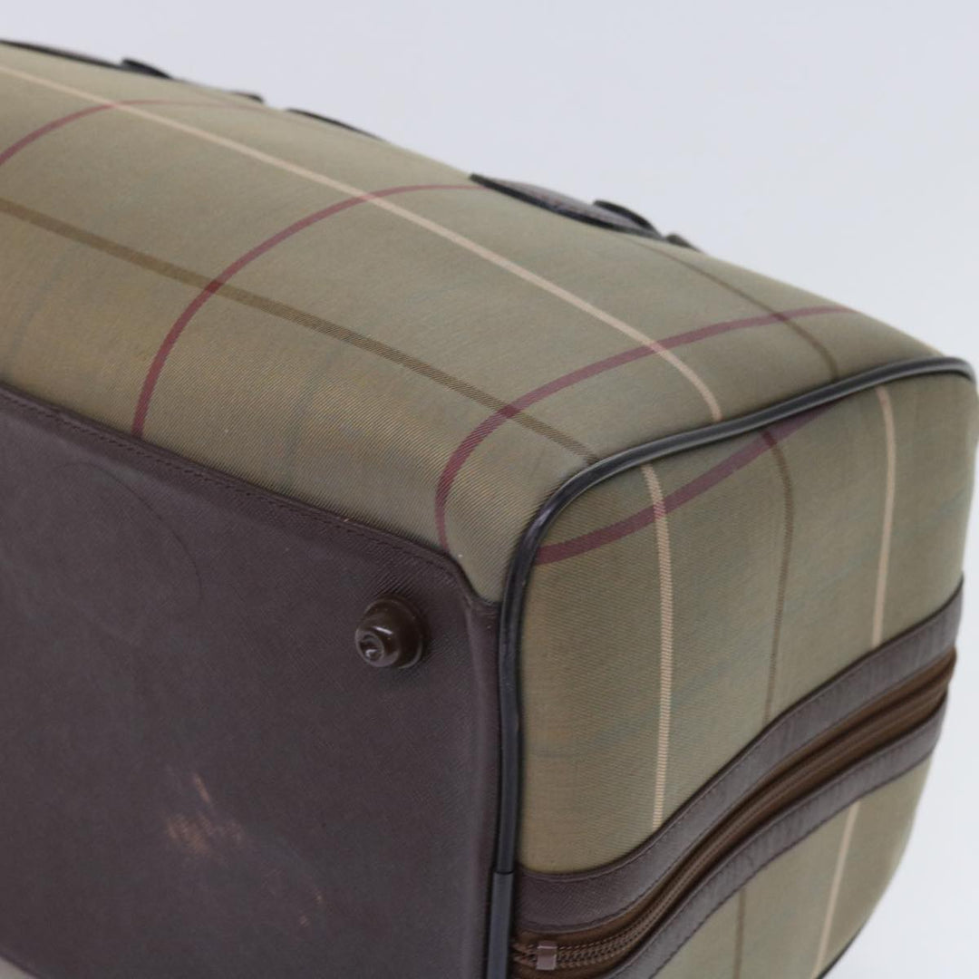 BURBERRYSs Nova Check Boston Bag Nylon Canvas Brown Auth hk981