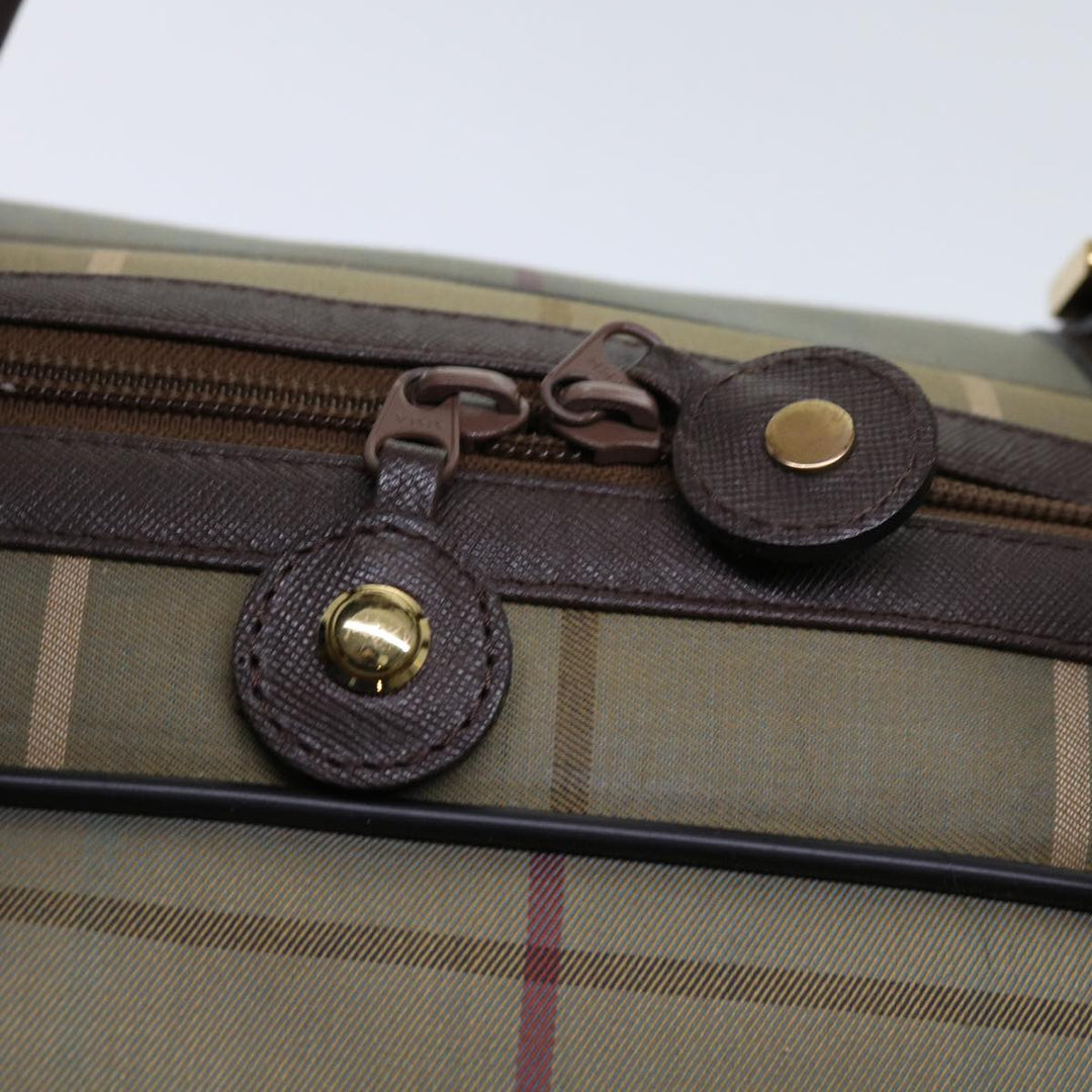 BURBERRYSs Nova Check Boston Bag Nylon Canvas Brown Auth hk981