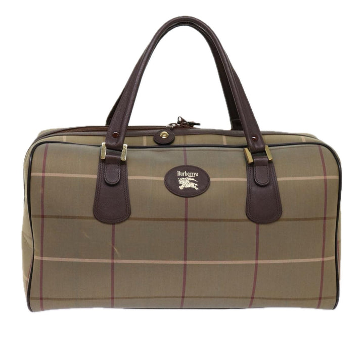 BURBERRYSs Nova Check Boston Bag Nylon Canvas Brown Auth hk981
