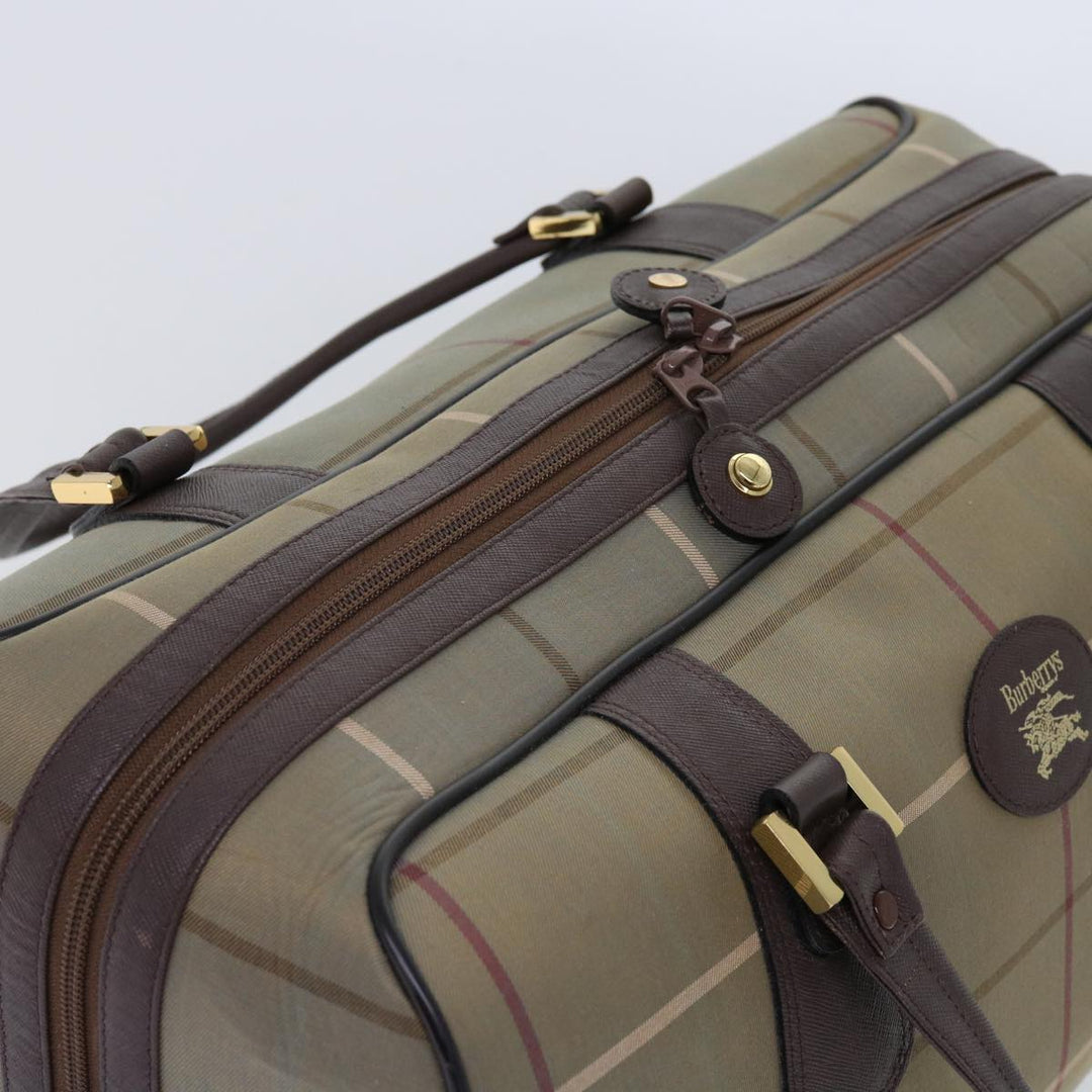 BURBERRYSs Nova Check Boston Bag Nylon Canvas Brown Auth hk981