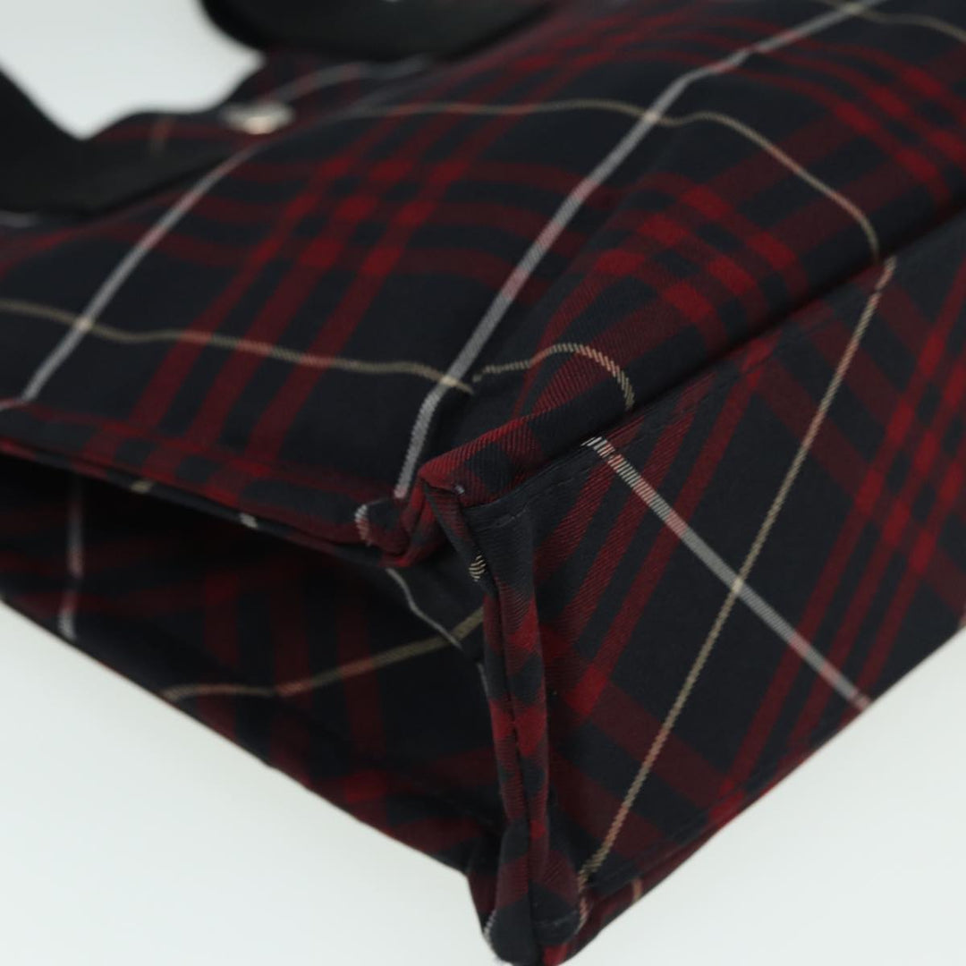 Burberry Nova Check Blue Label Hand Bag Nylon Red Auth hs1682