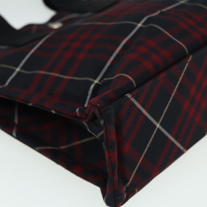 Burberry Nova Check Blue Label Hand Bag Nylon Red Auth hs1682