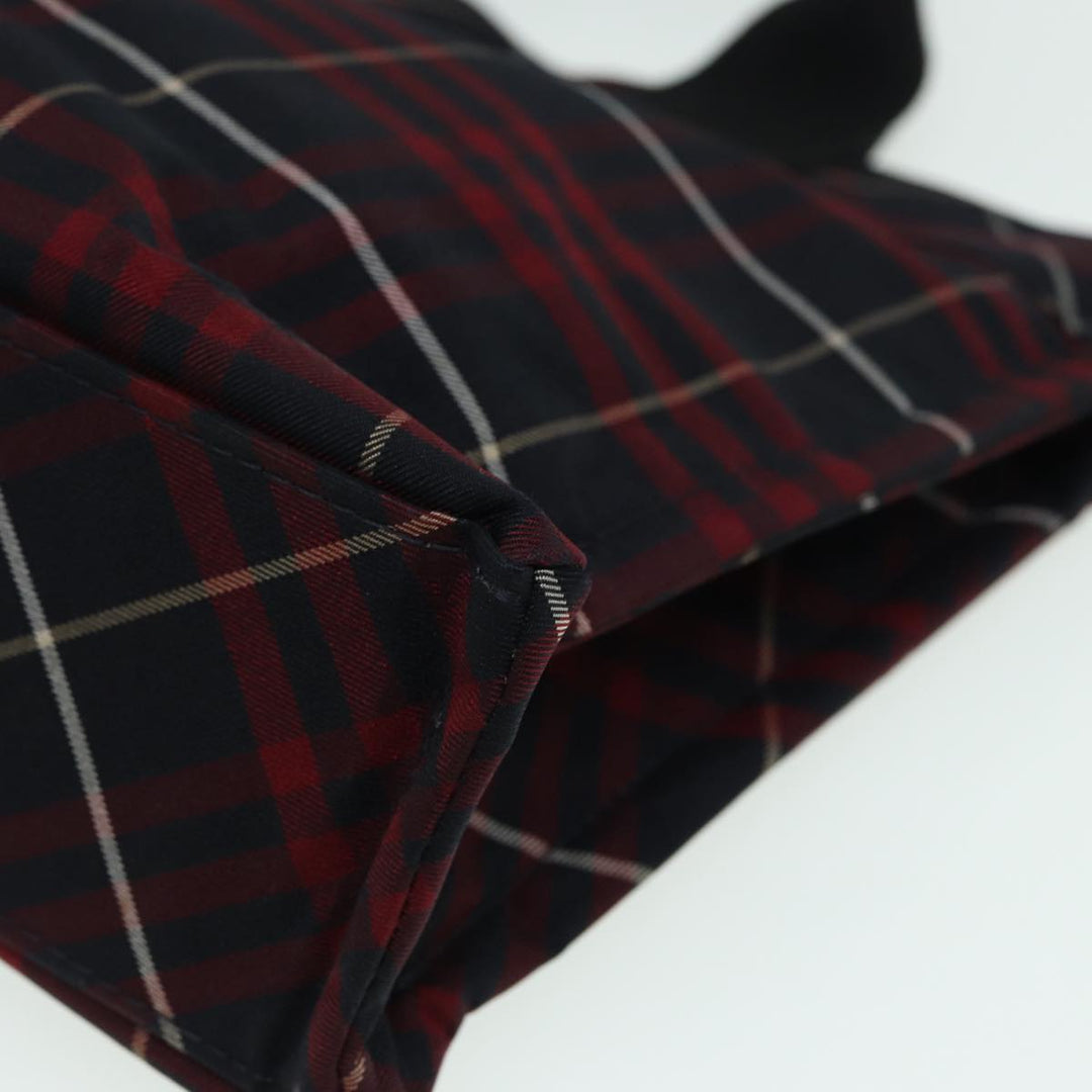 Burberry Nova Check Blue Label Hand Bag Nylon Red Auth hs1682