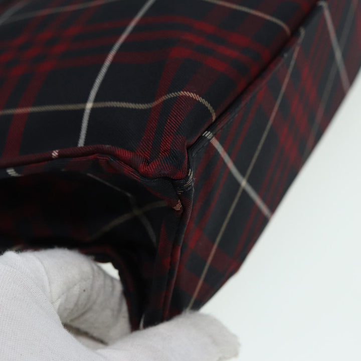 Burberry Nova Check Blue Label Hand Bag Nylon Red Auth hs1682