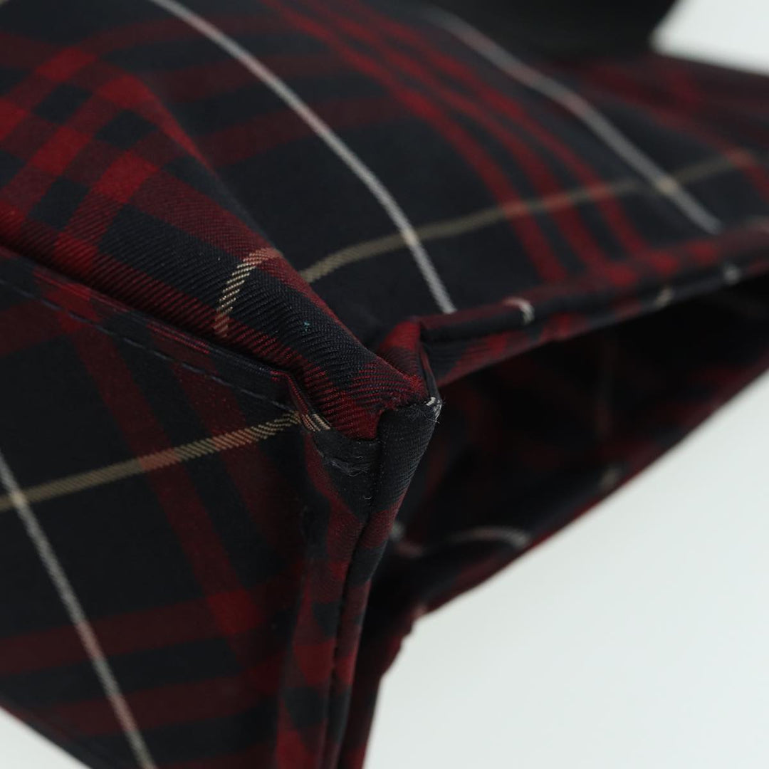 Burberry Nova Check Blue Label Hand Bag Nylon Red Auth hs1682