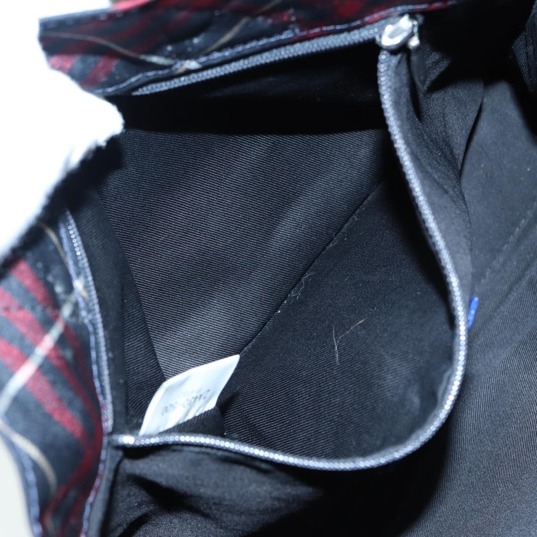 Burberry Nova Check Blue Label Hand Bag Nylon Red Auth hs1682