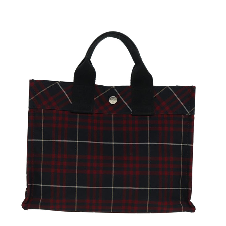 Burberry Nova Check Blue Label Hand Bag Nylon Red Auth hs1682