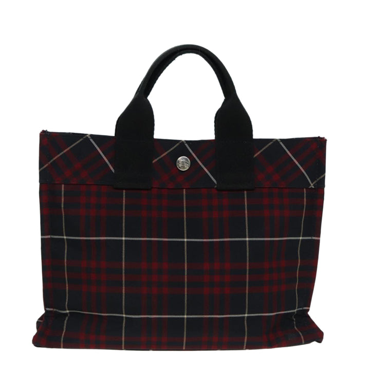 Burberry Nova Check Blue Label Hand Bag Nylon Red Auth hs1682