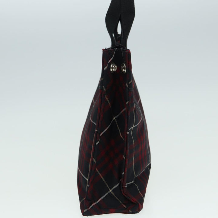 Burberry Nova Check Blue Label Hand Bag Nylon Red Auth hs1682