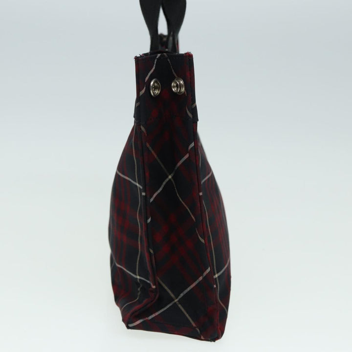 Burberry Nova Check Blue Label Hand Bag Nylon Red Auth hs1682