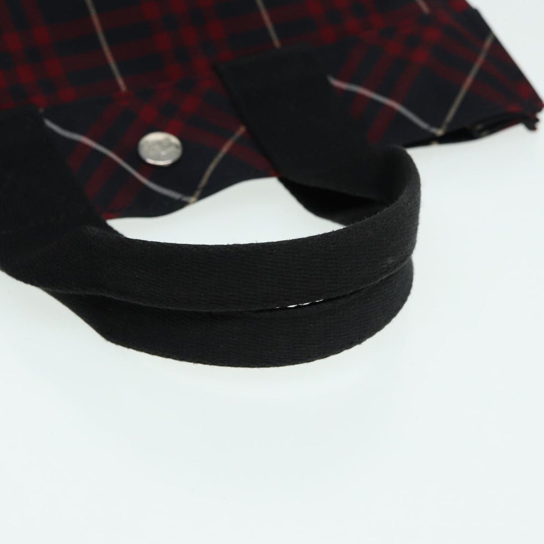 Burberry Nova Check Blue Label Hand Bag Nylon Red Auth hs1682