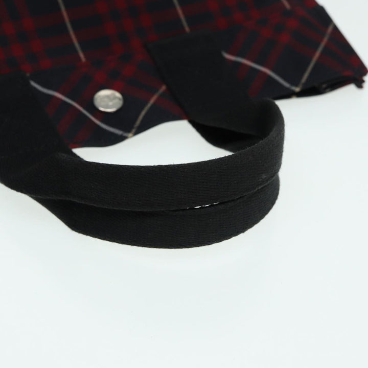Burberry Nova Check Blue Label Hand Bag Nylon Red Auth hs1682