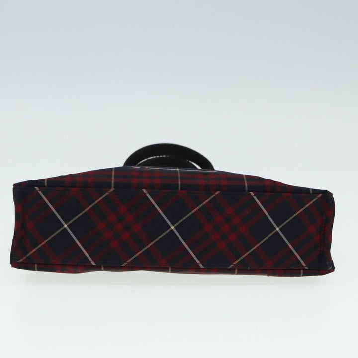 Burberry Nova Check Blue Label Hand Bag Nylon Red Auth hs1682
