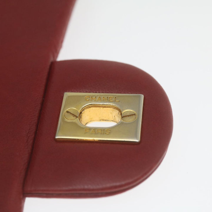 Chanel Mini Matelasse Chain New Hand Bag Lamb Skin Red Gold CC Auth hs688A