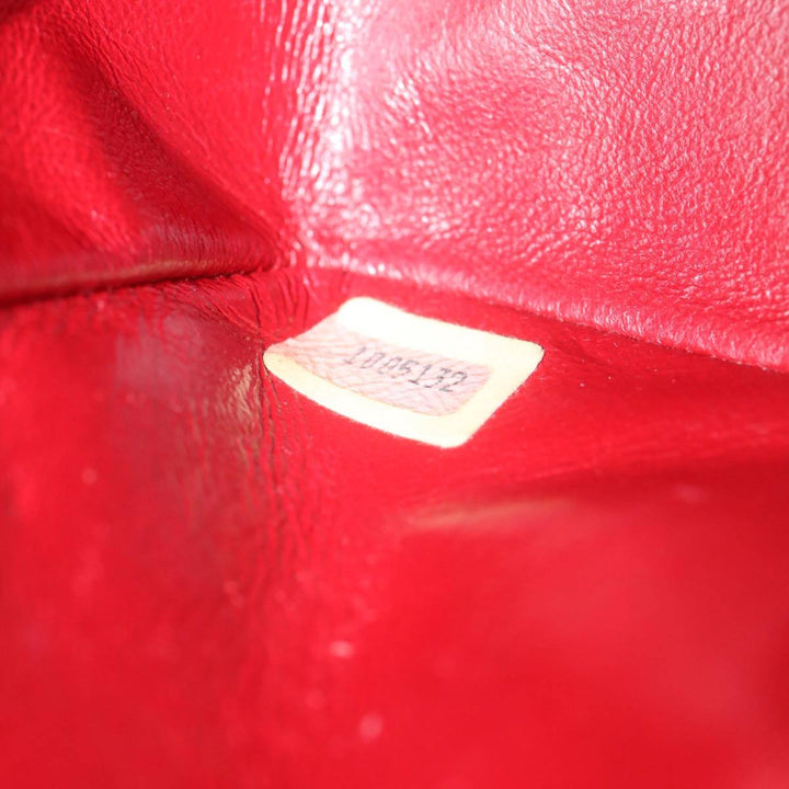 Chanel Mini Matelasse Chain New Hand Bag Lamb Skin Red Gold CC Auth hs688A