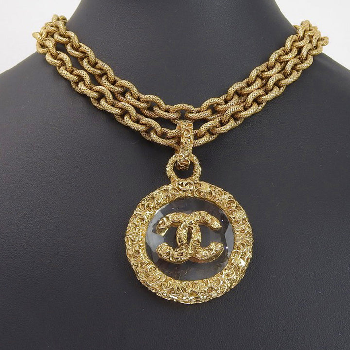 Top Quality Chanel Coco Mark Necklace Gold Plated Glass