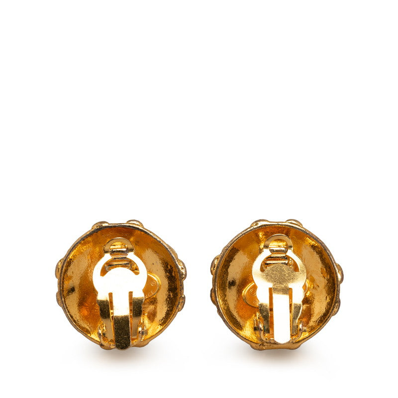 Top Quality Chanel Vintage Triple CC Clip On Earrings Gold Plated Women's