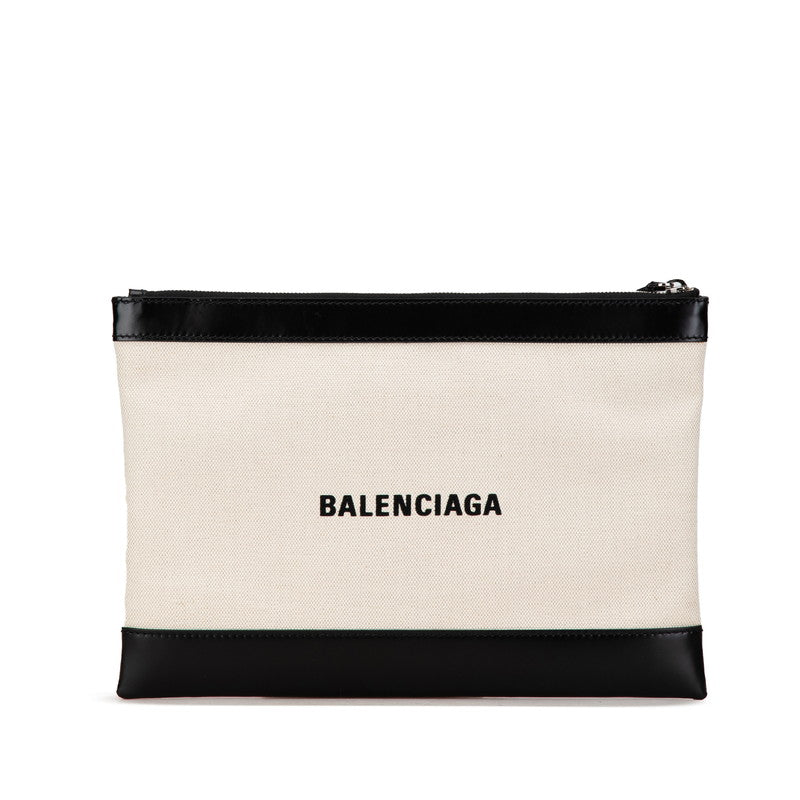 Top Quality Balenciaga Navy Clip M Canvas Leather Clutch