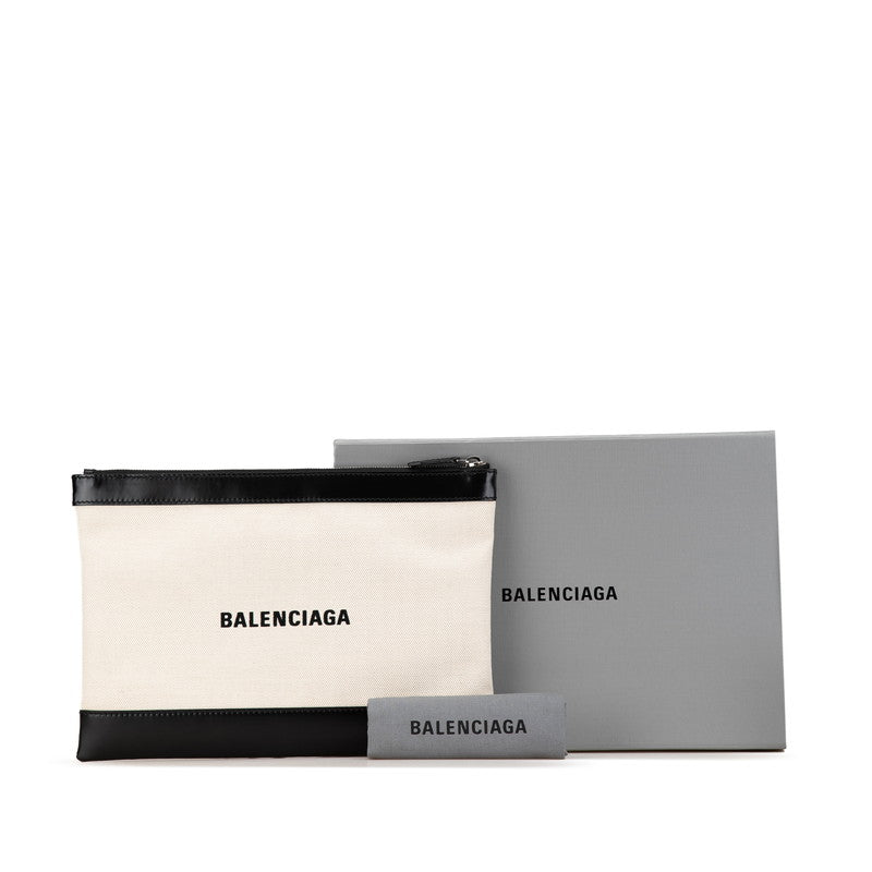 Top Quality Balenciaga Navy Clip M Canvas Leather Clutch