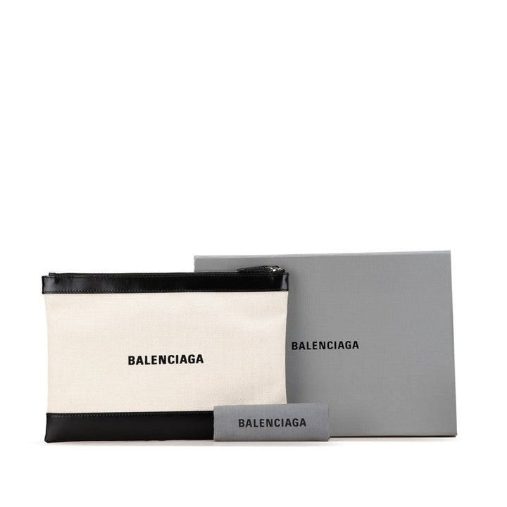 Top Quality Balenciaga Navy Clip M Canvas Leather Clutch