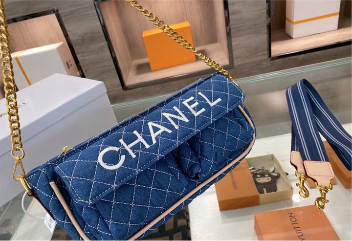 Blue denim Top Quality Chanel woman handbag
