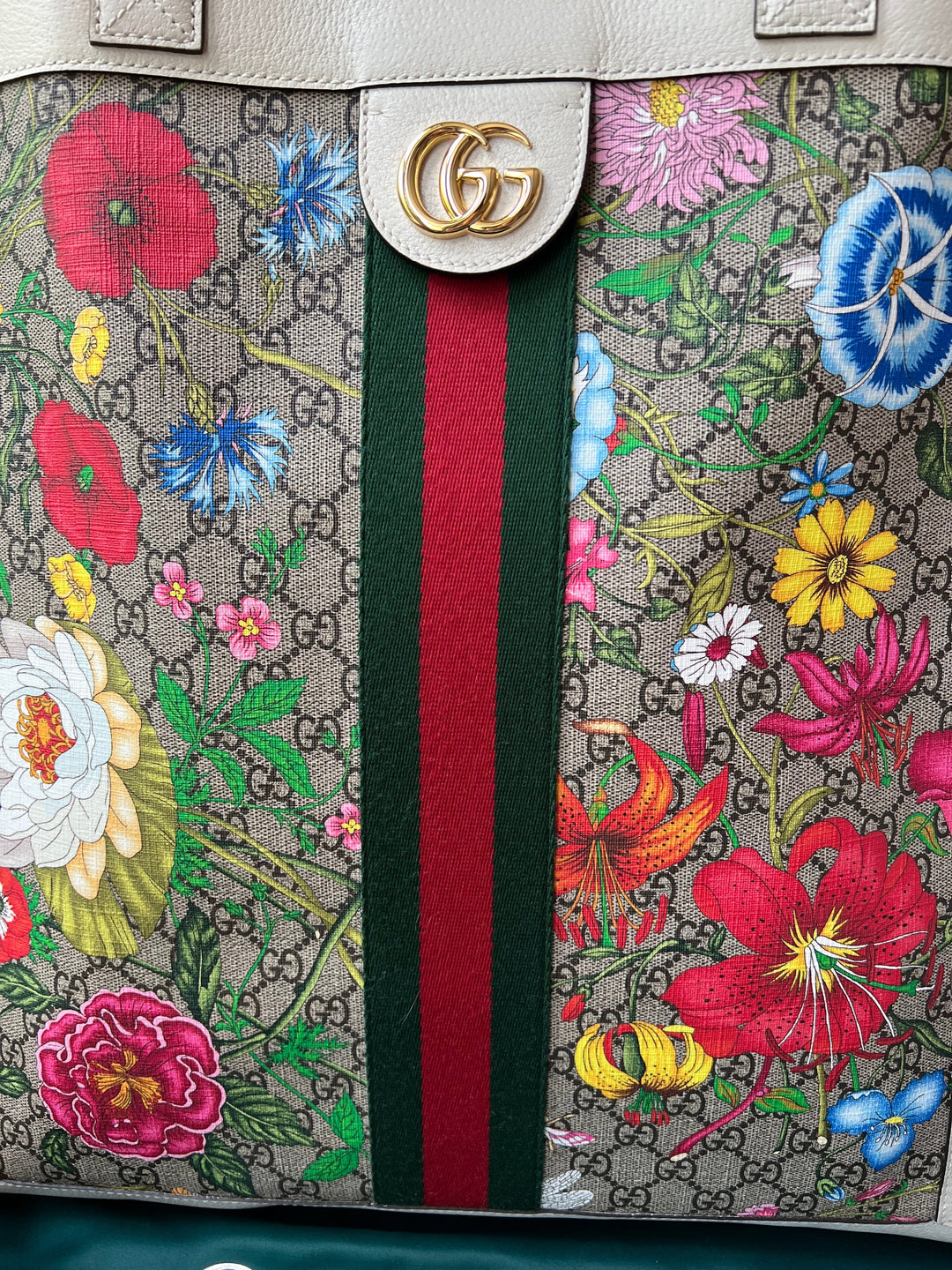 Gucci White Monogram Canvas Flora Large Ophidia Shopping Tote (RRP £1,250)